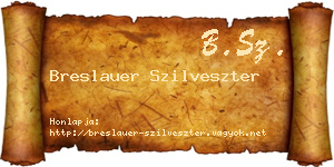 Breslauer Szilveszter névjegykártya
